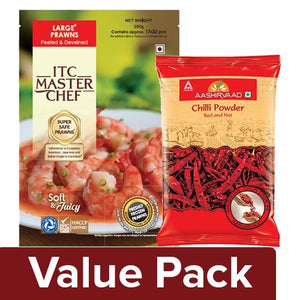 bb Combo ITC Master Chef Prawns - Large, 200 gm + ITC Aashirvaad Chilly Powder 100gm, Combo 2 Item